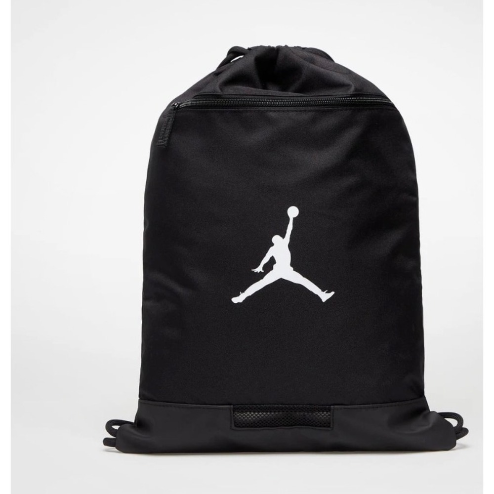 Nike Jordan Jumpman Black‎ Gym Drawstring Bag With Zip Pocket New